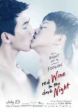 Красное вино в темноте ночи - постер